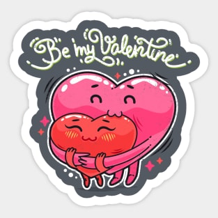 Hugging Valentine Hearts Sticker
